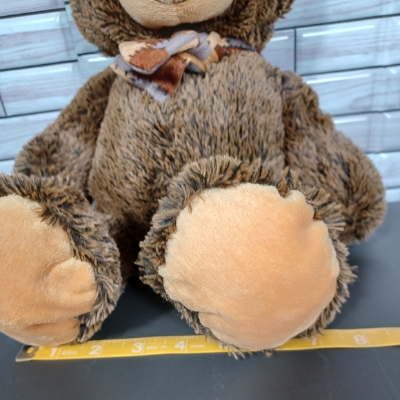 •NANCO Brown cuddly Bear fluffy fur silver shimmery eyes plaid winter scarf - Picture 10 of 10